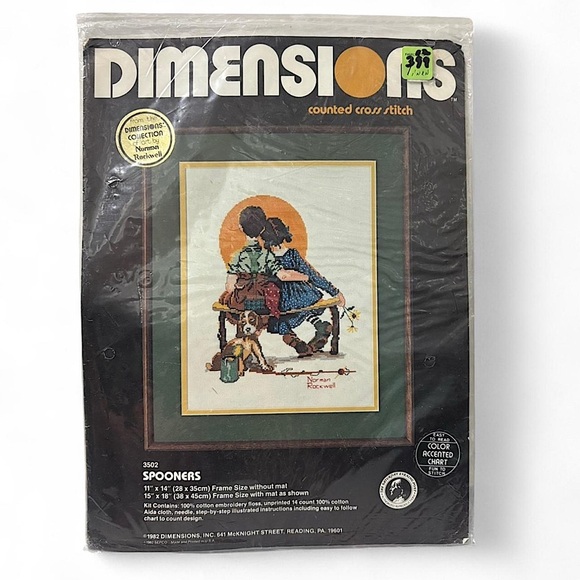 Dimensions Other - VTG 80s Norman Rockwell Spooners Cross Stitch Kit Dimensions 3502 Sealed